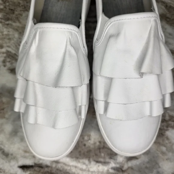 Keds Women s Triple Ruffle Leather Slip-on White Platform Sneaker Women's Sz 10 - Picture 4 of 10